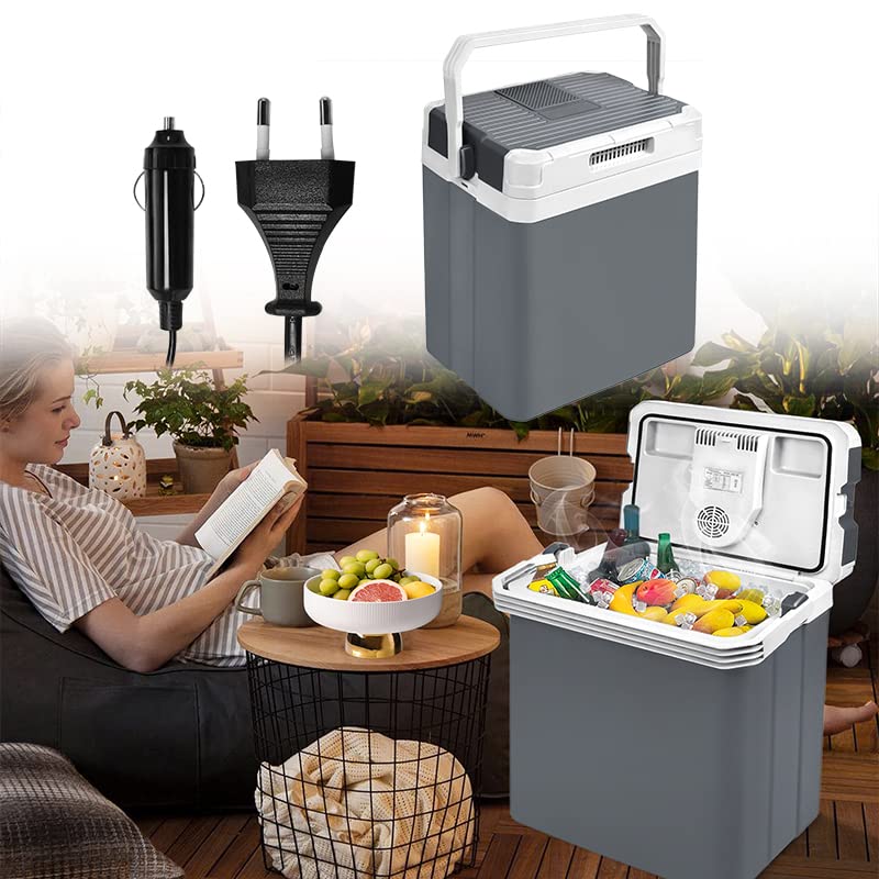 YUENFONG Nevera eléctrica de 30L con nevera portátil con ruedas Nevera eléctrica para coche 12V 230V que incluye función de enfriamiento y calentamiento para viajes, automóviles, campamentos (30L)