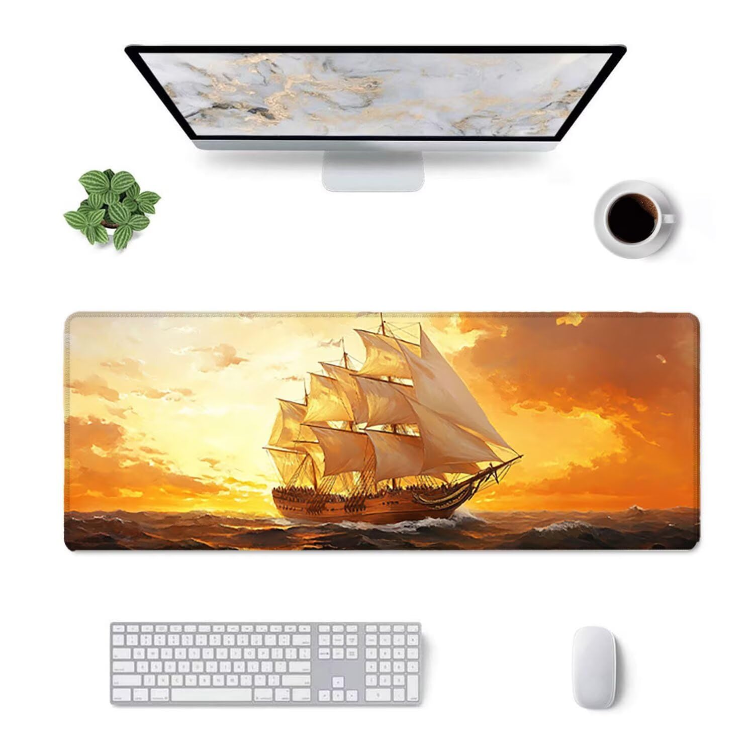 Podkładka pod mysz do gier XXL (1200 x 600 mm) - duża antypoślizgowa mata na biurko wodoodporna szyte krawędzie naturalna guma dla gracza PC laptop pulpit - dokładność szybkości Komfort żaglówki