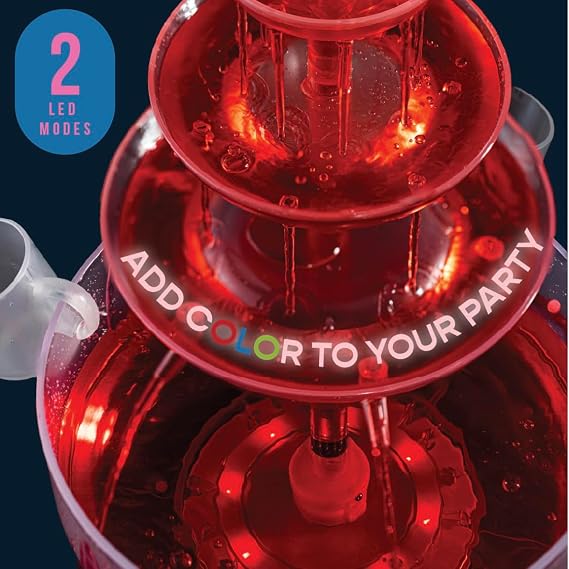 Kusini Drink Fountain for Parties - 1.5 Gal, 3 Tier Punch Bowl Drink Tower, LED Base, 6 Reusable Cups - Drink Dispenser Machine for, Juice, Punch, Pani Puri Fountain for Party Hosting Supplies