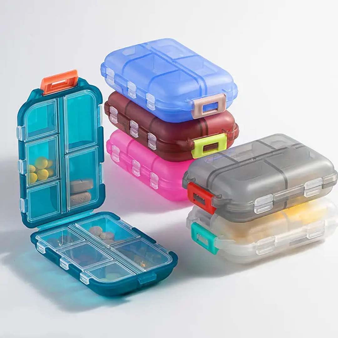 Mini Pill Box, Multicompartment Medicine Organiser with Travel Case, Multicolour 1PC-image-36