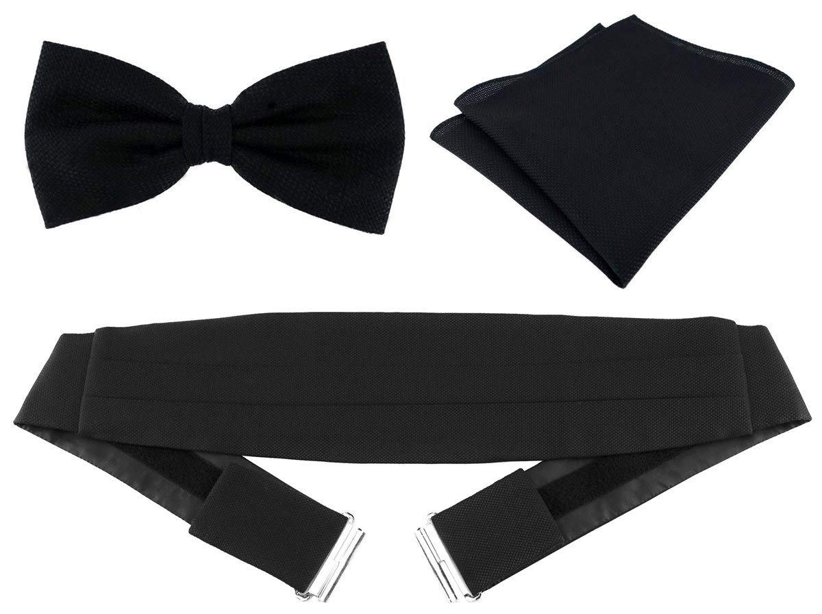 TigerTie - Herren Kummerbund Pique + Fliege + Einstecktuch in uni gemustert