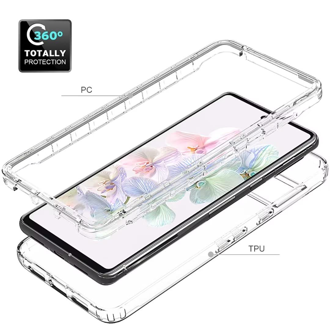 JIAFEI Cover Per Google Pixel 7, Dual Layer Trasparente E Blu, Antiurto Con TPU E PC, Supporto Ricarica Wireless, Custodia Sottile - 3