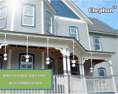 Miniatura 4 de Cañas de miedo para pájaros con reflectores de discos reflectantes, dispositivo giratorio de pájaros para asustar varillas y discos para mantener a