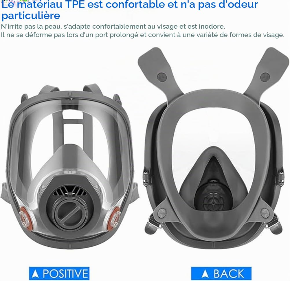Masque respiratoire complet et 22 filtres, protection d'objectif, masque anti-poussière, protection respiratoire pour peinture, ponçage et polissage