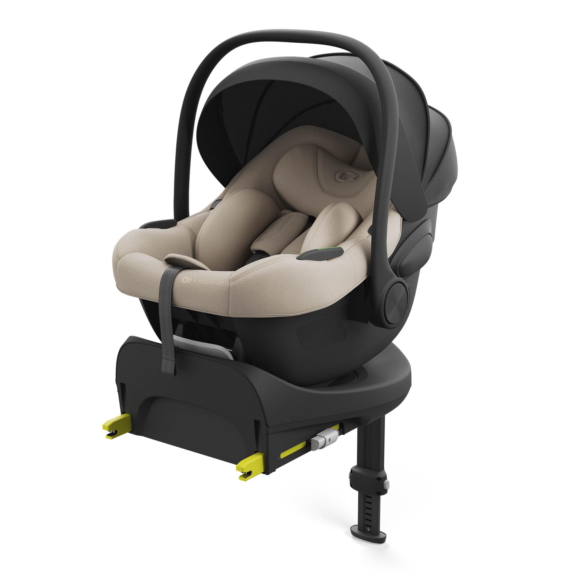 Kinderkraft ENDURA SAFE FX I-LITE fotelik dziecięcy z podstawą, i-Size, obrotowy, ISOFIX, ERGO PAD, system modułowy, waży tylko 3,2 kg, 5-punktowy pasek, od 0 do 12 lat, czarny
