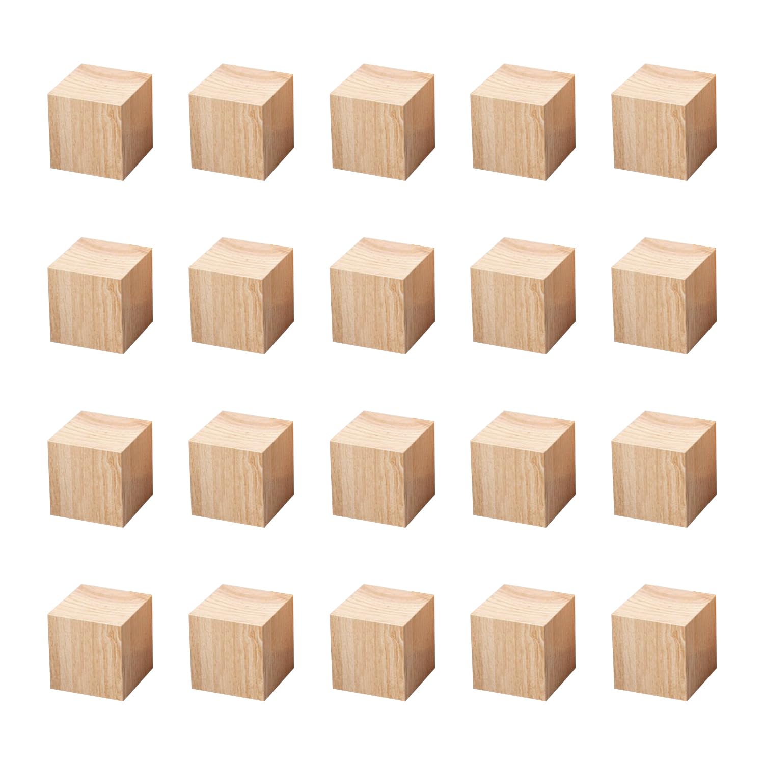 Wooden Blocks 20-Pack 3cm Unfinished Wood Cubes for Crafts, DIY Projects and Decor, Natural Blank Small Wooden Squares for Building, Sorting & Art (Pack of 20-3cm)