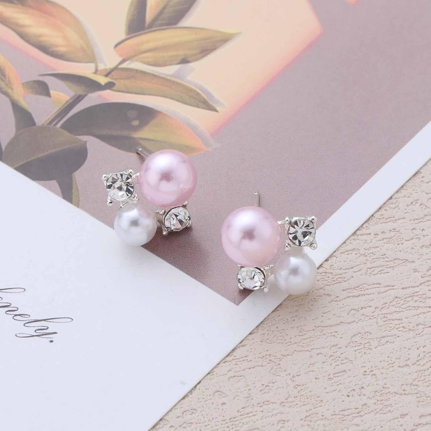 Vintage Crystal Pearl Stud Earrings Boho Pearl Cluster Earrings Rhinestone Stud Statement Sparkly Cz Crystal Jewelry for Women - Image 6