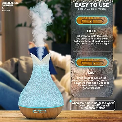 Katusie 500Ml Essential Oil Diffuser With 10 Essential Oils Gift Set, Aromatherapy Diffuser Humidifier With 2 Mist Mode 4 Timers＆ 7 Ambient Light Waterless Auto Off For Large Room Home Office #TOP5