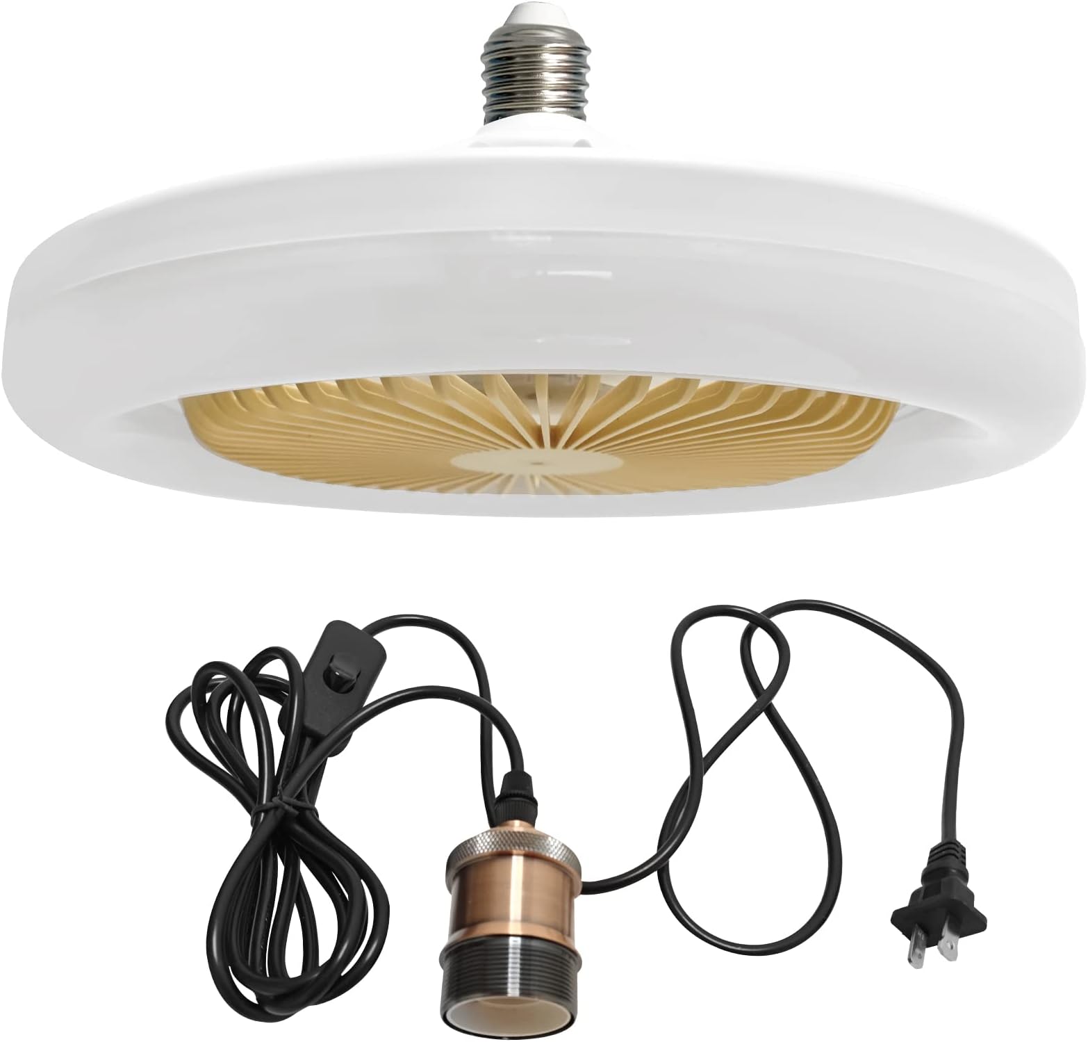 BECLOG Socket Ceiling Fan with Light, Ceiling Fan Indoor Enclosed 10 ...