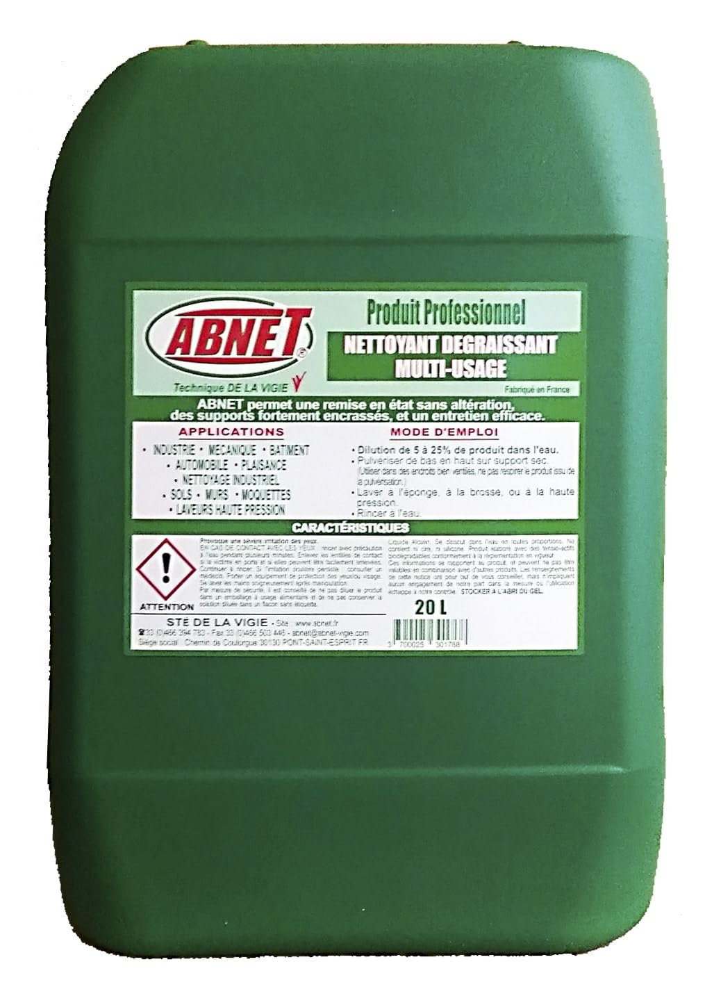 Nettoyant dégraissant multi-usage concentré 20L (bidon de 20 litres)