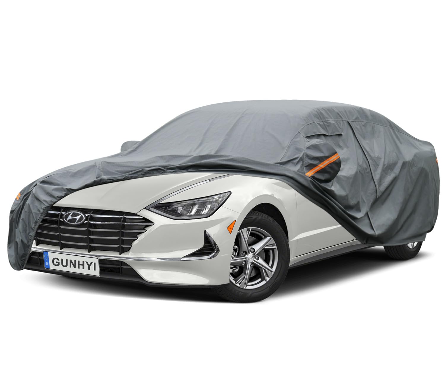 GUNHYI Premium Car Cover Custom Fit Hyundai Sonata, 16 Layers Heavy Duty Car Cover Waterproof All Weather with Zipper Door for Sun Rain Snow Dust Uv Protection