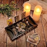 Donmills Moon Tray Crystal Holder for Stones Wooden Tarot Card Holder Stand Displaying Affirmation Cards, Wiccan Decor, Tarot Reading & Displaying Accessories, Jewelry Dish Tray Tarot Card Key Trinket