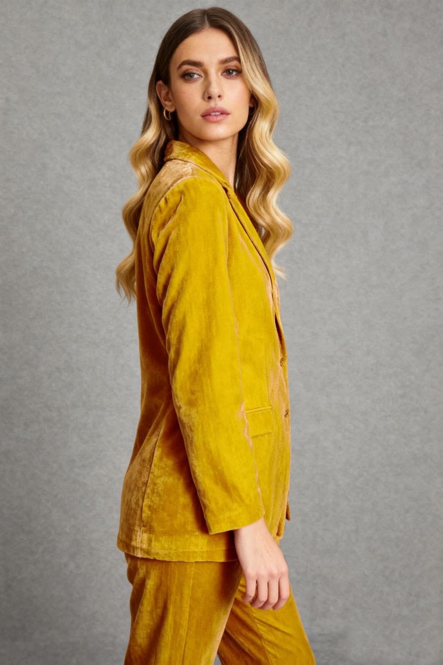 Abito da donna in velluto 2 pezzi da ufficio da donna vestito senza risvolto Vlevet caldo blazer abbigliamento casual pantaloni tuta