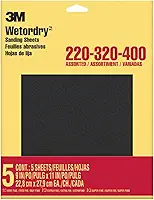 Lixa 3M Wetordry, 22,8 x 28 cm, gramaturas sortidas, 5 folhas/pacote