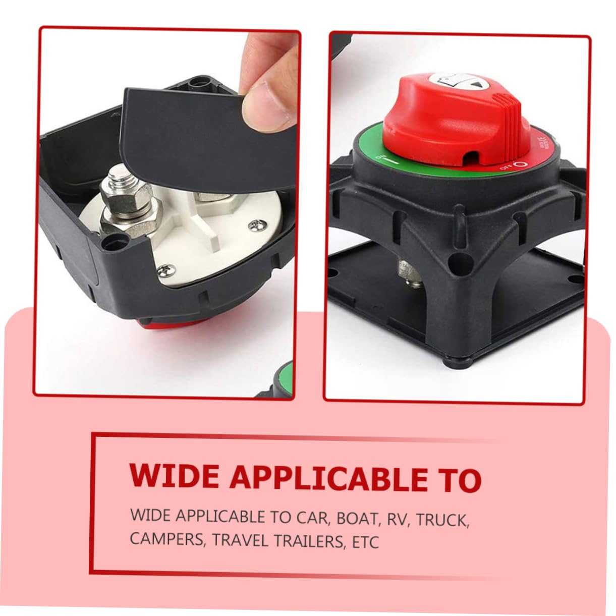 Amosfun Interruttore di Scollegamento Batteria Rotante per Barche Yacht Camper Atv Utv Funzione di Interruzione Isolamento per Alimentazione Camper e Prevenzione Perdite Elettriche