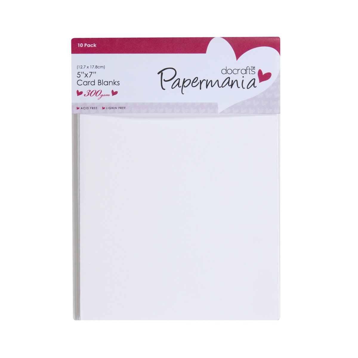 Papermania 5 x 7-inch 300 gsm Card Blanks and Envelopes, Pack of 10, White