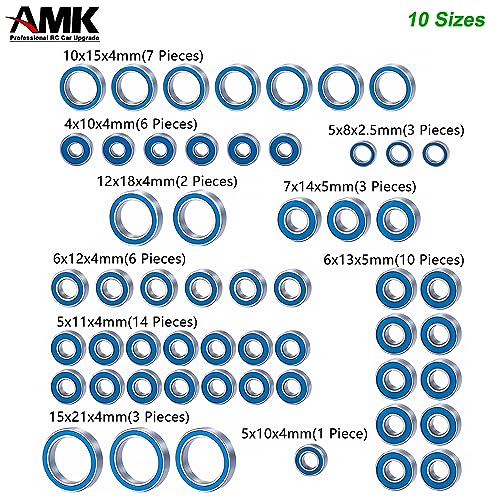 Amk AMKT00026 55Pcs Trx6 Metal Ball Bearings Kit, Rubber Sealed Wheel Bearings Set For 1/10 Rc Crawler G63 6X6 Truck Upgrades thumb #2