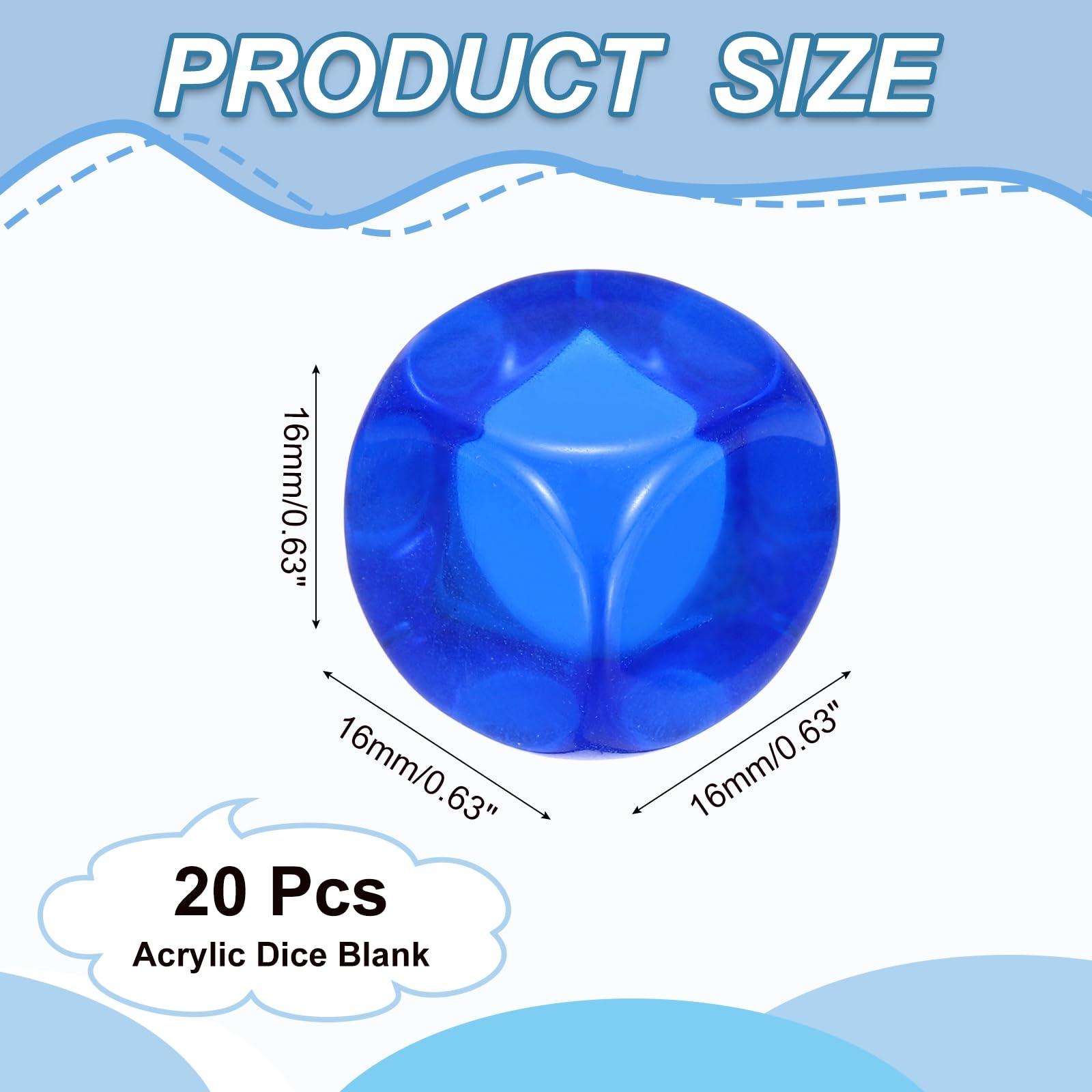 PATIKIL 16mm Clear Acrylic Dice Blank - Image 2