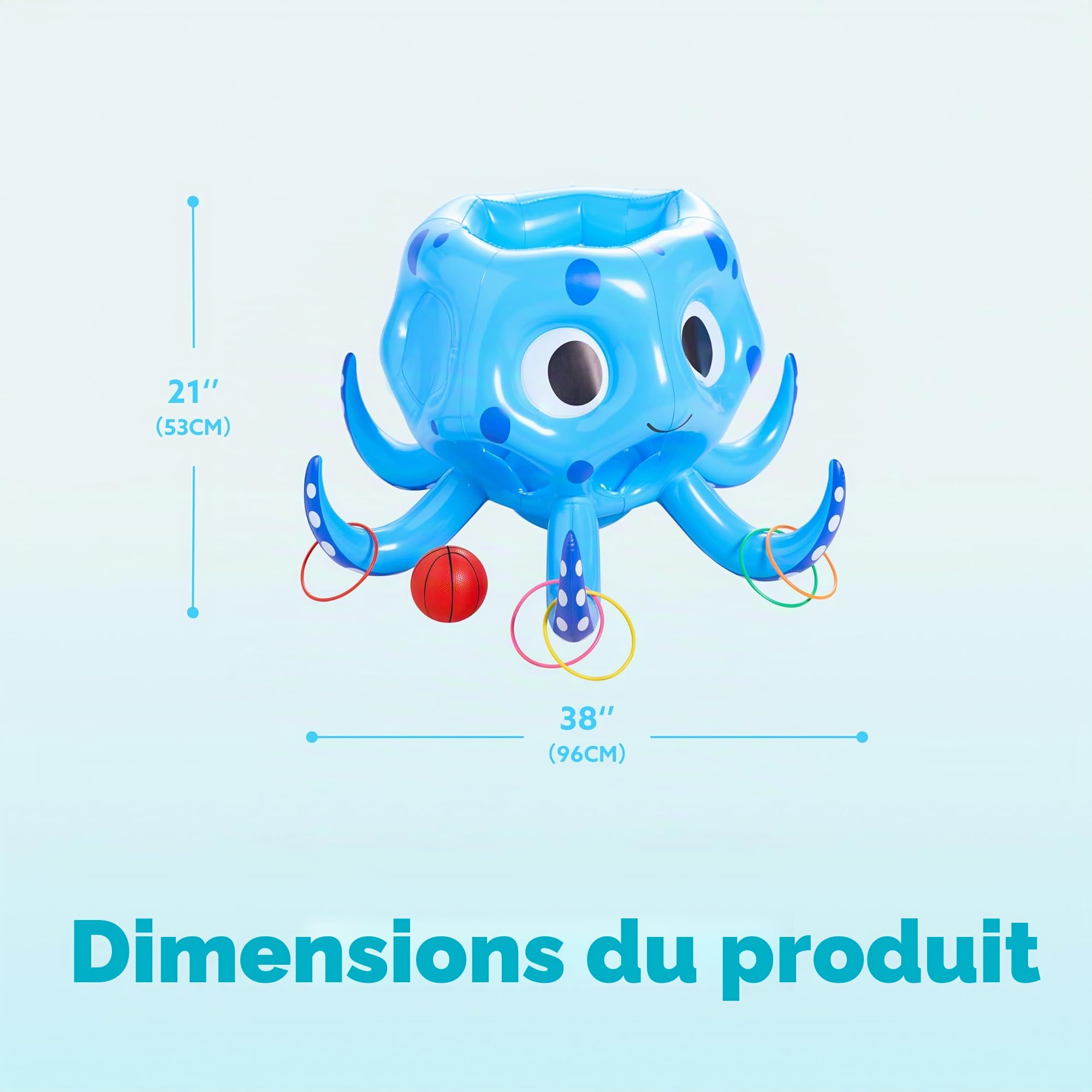 Sloosh Jouets de Piscine gonflables Pieuvre, 2 en 1 Jeu d'eau Flottant Gonflable, Cerceau de Basket-Ball, Anneau de Lancer à l'extérieur, Jeu de Lancer Flottant pour Les Enfants et Les Adultes.