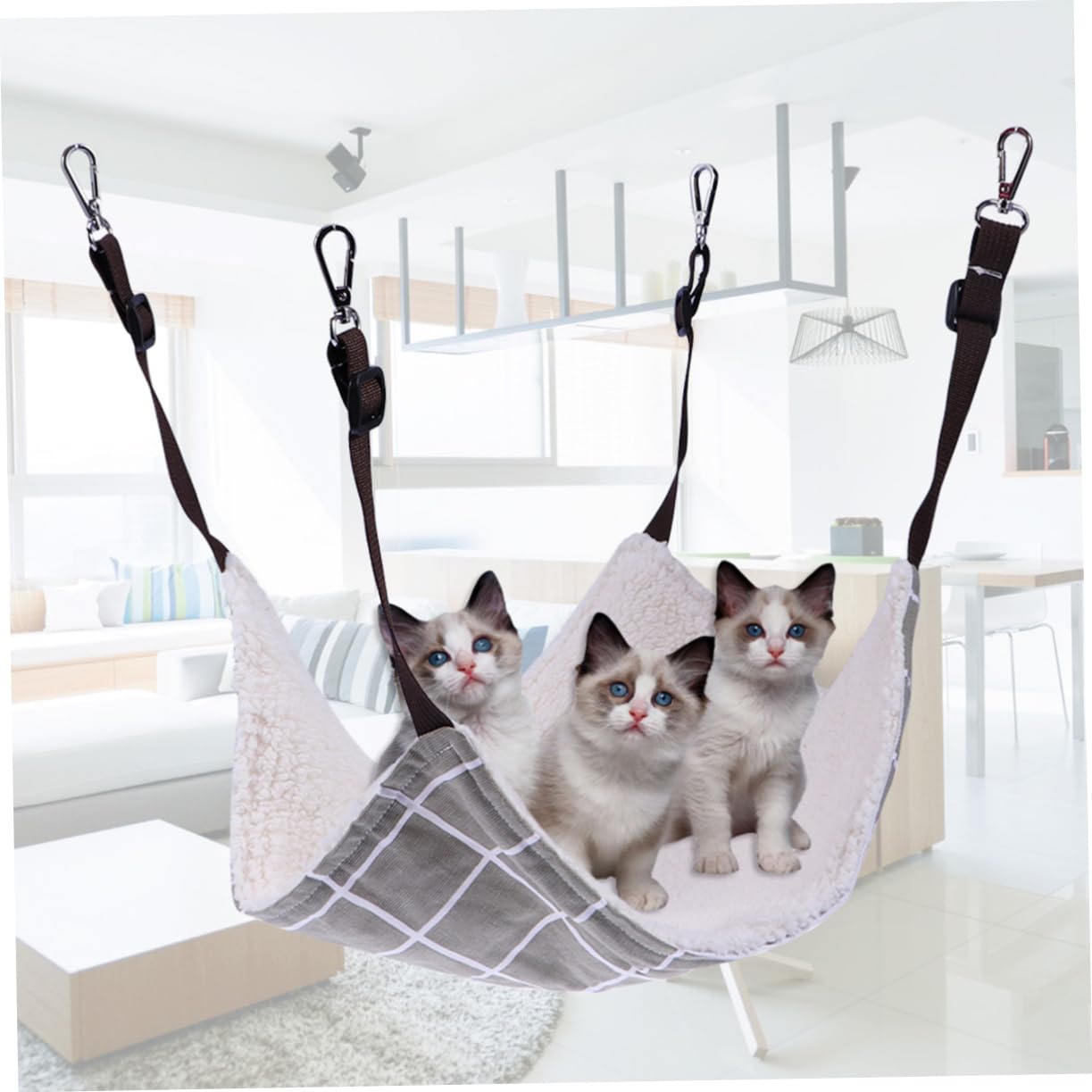 ABOOFAN Lot De 3 Hamacs Double Couche en Toile pour Chat Cage pour Animaux De Compagnie Perméable À Lair Chaud pour Petits Chiens Taille Aléatoire