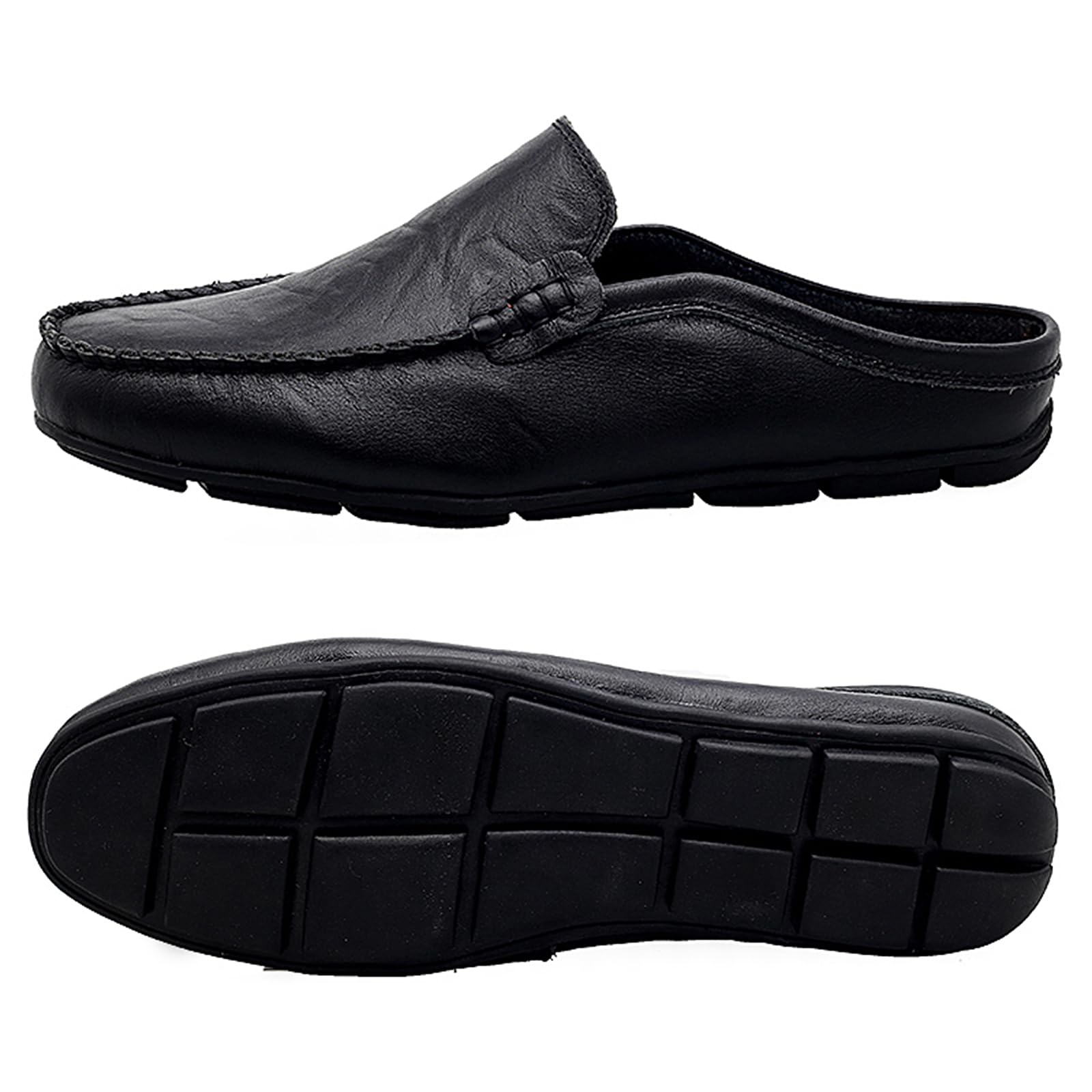 Go Tour Mens Mules Clog Slippers Breathable Punching Leather Slip on Shoes Casual Loafers