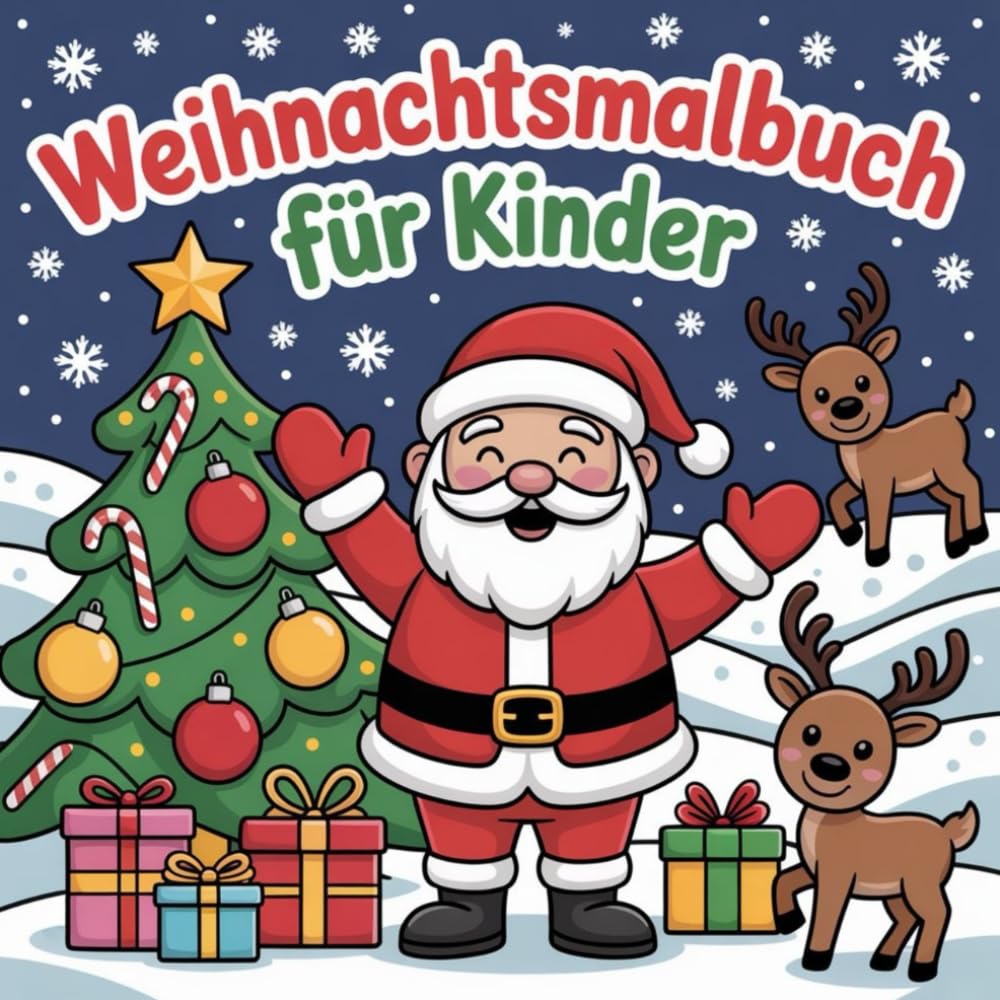 Weihnachtsmalbuch für Kinder 5-8 Jahre, 50 weihnachtliche Motive zum Ausmalen, Weihnachtsgeschenk für Kinder
