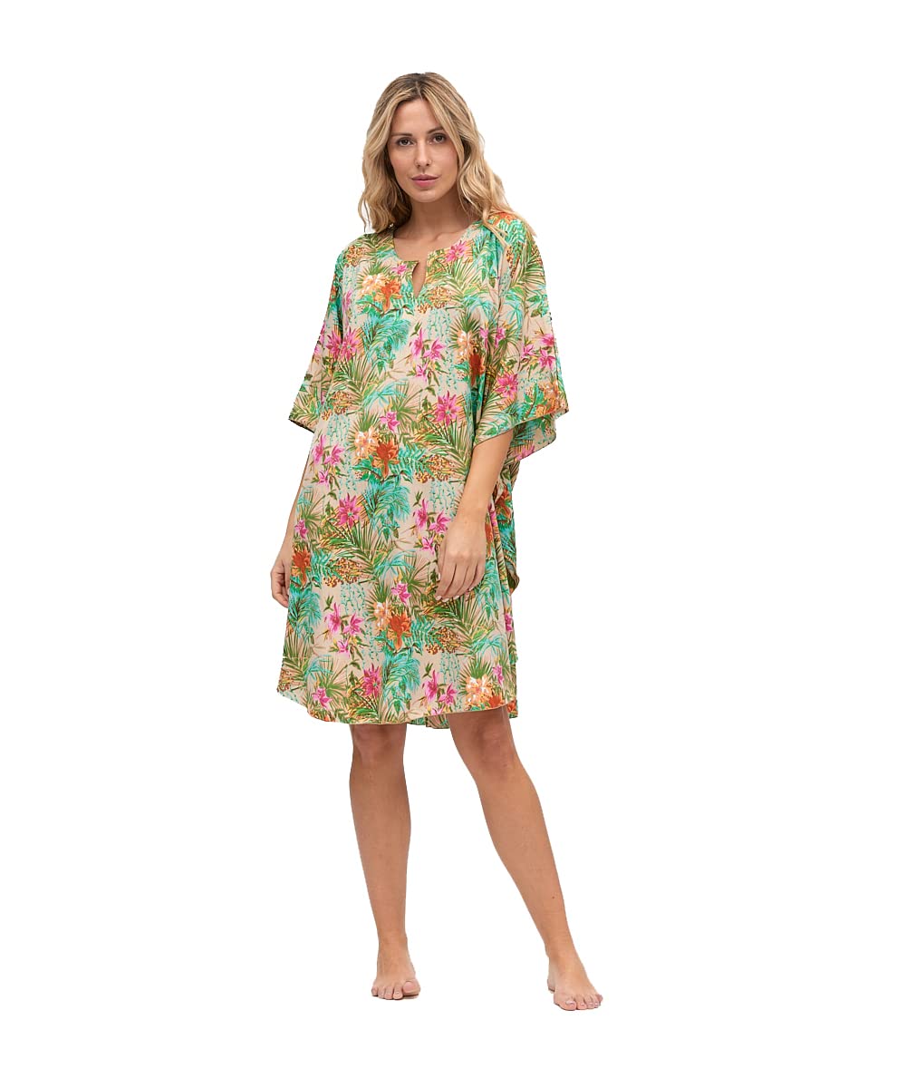 SUN-ROSE FASHIONS | Kimono de caftán Verde para Mujer, Talla Grande, para Cubrir la Playa