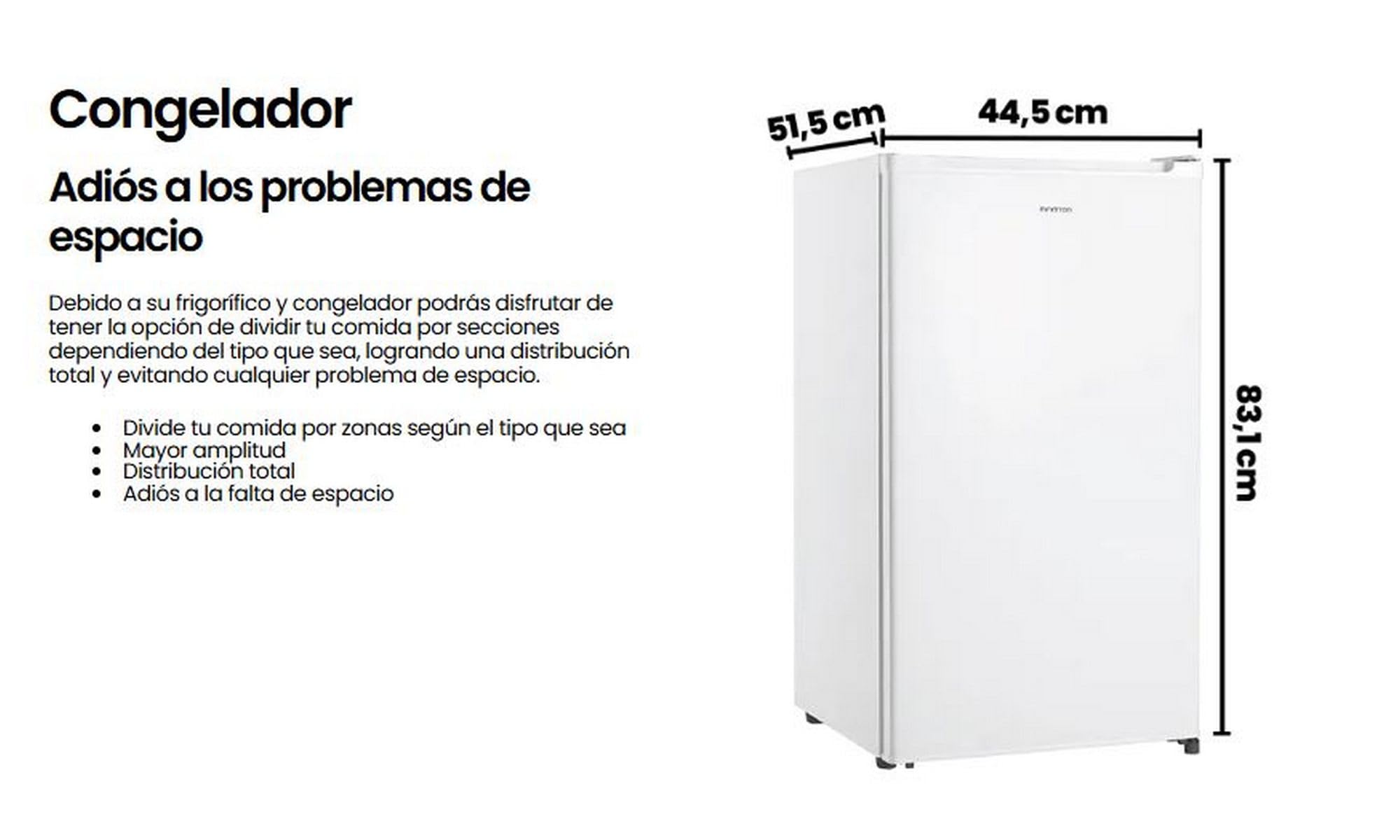 INFINITON FG-A85B - Frigorifico una puerta | Color Blanco | Alto 85cm | Capacidad 92 Litros | Temperatura regulable | Luz LED | Clase A+/F — view 9