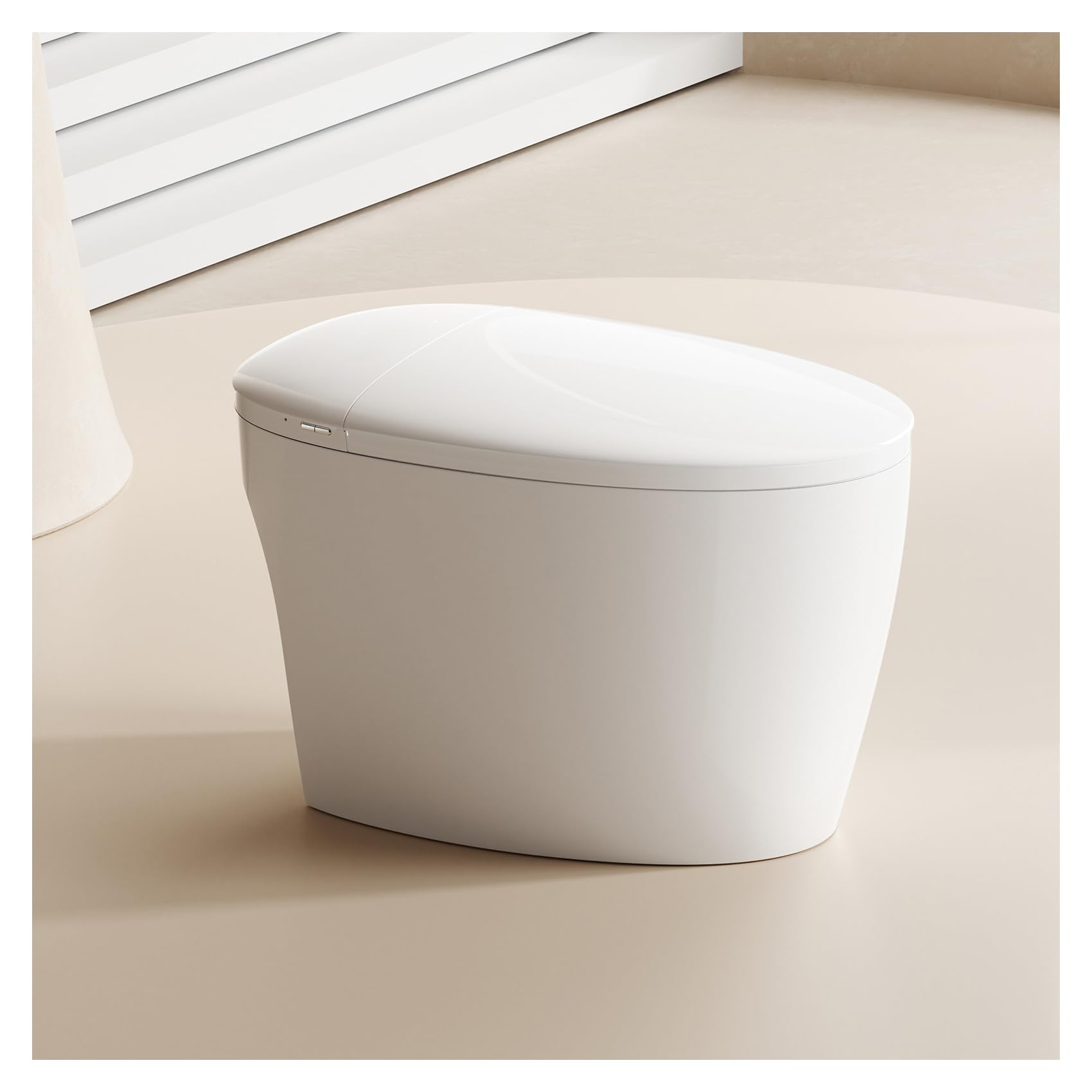 SmartSylva Smart Toilet with Basic Intelligent Function, Elongated Tankless Smart Toilet with Heated Seat, Auto Flush, Foot Kicking Flush, Night Light