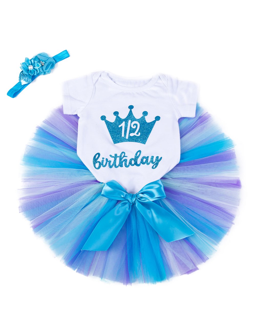 Toddler Girls Skirt 3PCS Set Princess Tulle Skirts 1st Birthday T-Shirt/Newborn Baby Handmade Tutu and Headband