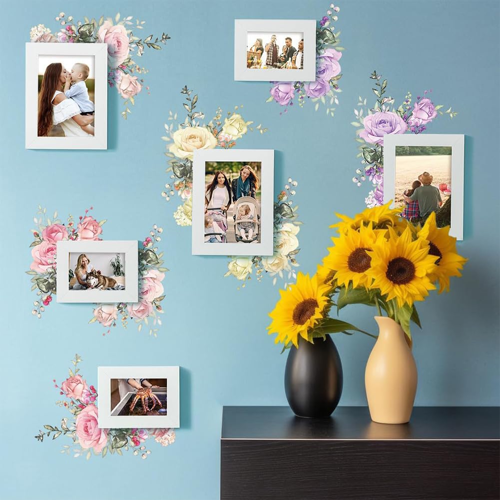 4 Autocollant pour Interrupteur Motif Plantes et Fleurs 9.5x5.7cm Imperméable Motif Plante Verte Rose Décoration Murale Unique pour la Maison la Cuisine la Salle de Bain la Chambre à Couche