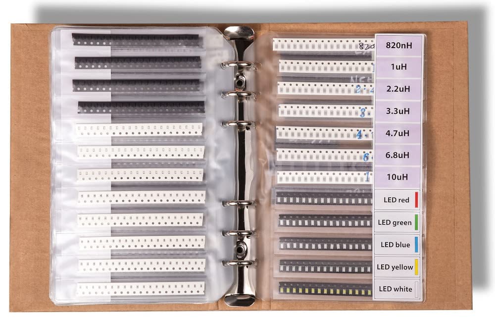 SMD SMT 0603 Elektronische Bauteile Sortiment Buch, Widerstand, Kondensator, Diode, Transistor, löten, 5435 Stück