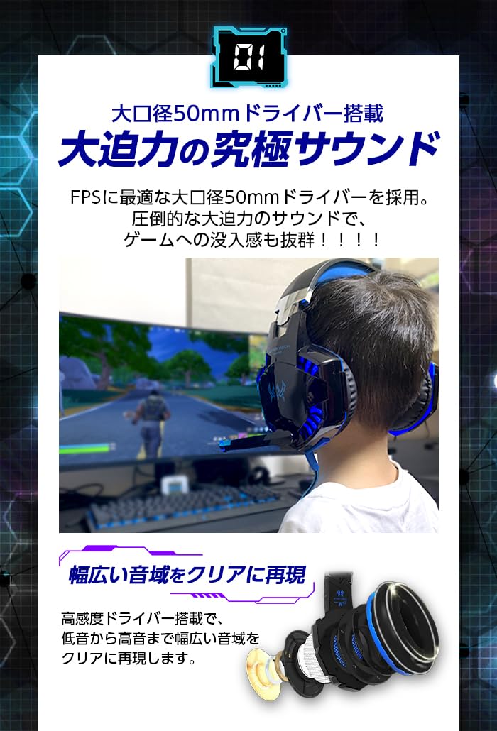 Amazon.co.jp: ボイスチャット対応 ゲーミングヘッドセット G2000