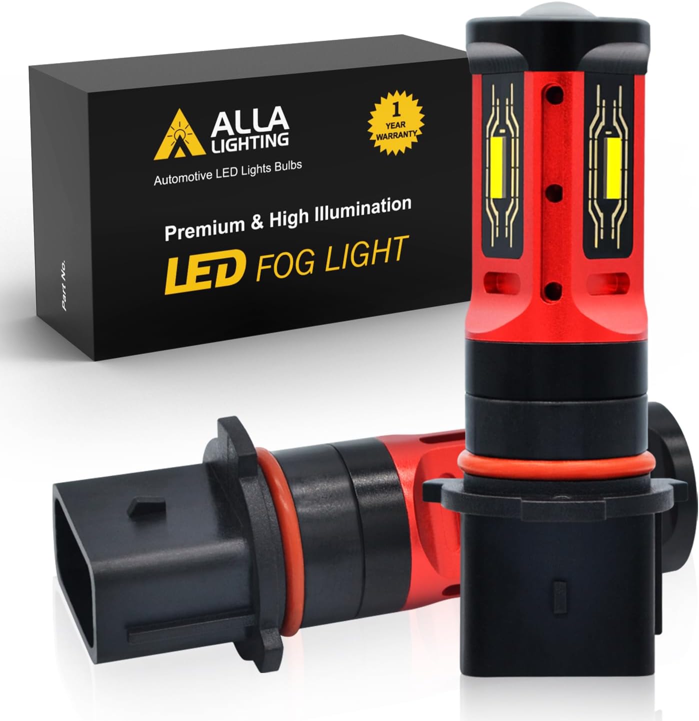 Alla Lighting PG18.5d-1 Base SH23W 12277 P13W LED Bulbs Fog Lights/DRL/Turn Signal Lights Replacement Xtreme Super Bright 1860-SMD, 3000K Amber Yellow