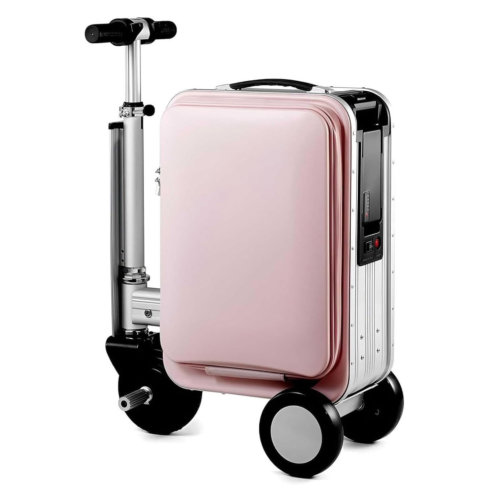 Maleta EléCtrica con Ruedas para Desplazarse Montado, Maleta De Viaje PortáTil con Candado TSA,Carga USB,para Viajes CóModos, con Asa TelescóPica, Apta para Bodas Pink-Flatsurface