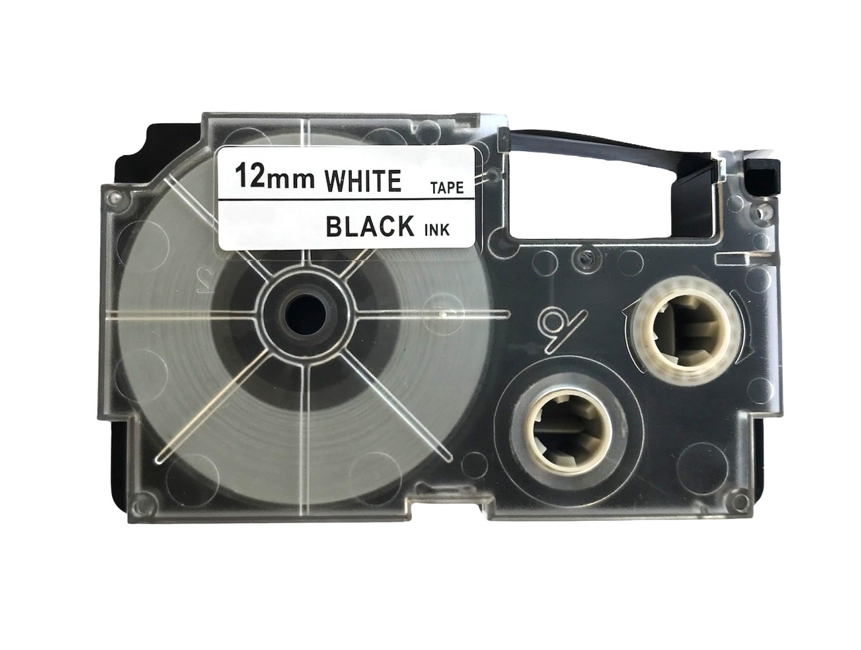 12mm Label Printer Tape Compatible Label Tape Replacement for Casio KL-120, KL-60, KL-820, KL-7400, KL-G2, KL-HD1 Ez Label Maker, (Black Ink on White Tape -12 mm x 8m-1 Pcs), 1 Label
