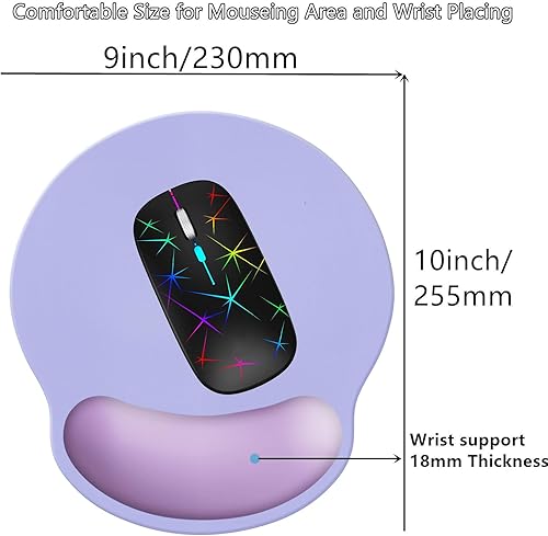 Miniatura 9 de Alfombrilla de mouse con soporte para reposamuñecas, alfombrilla ergonómica de espuma viscoelástica de 9 x 10 pulgadas, base de goma antideslizante