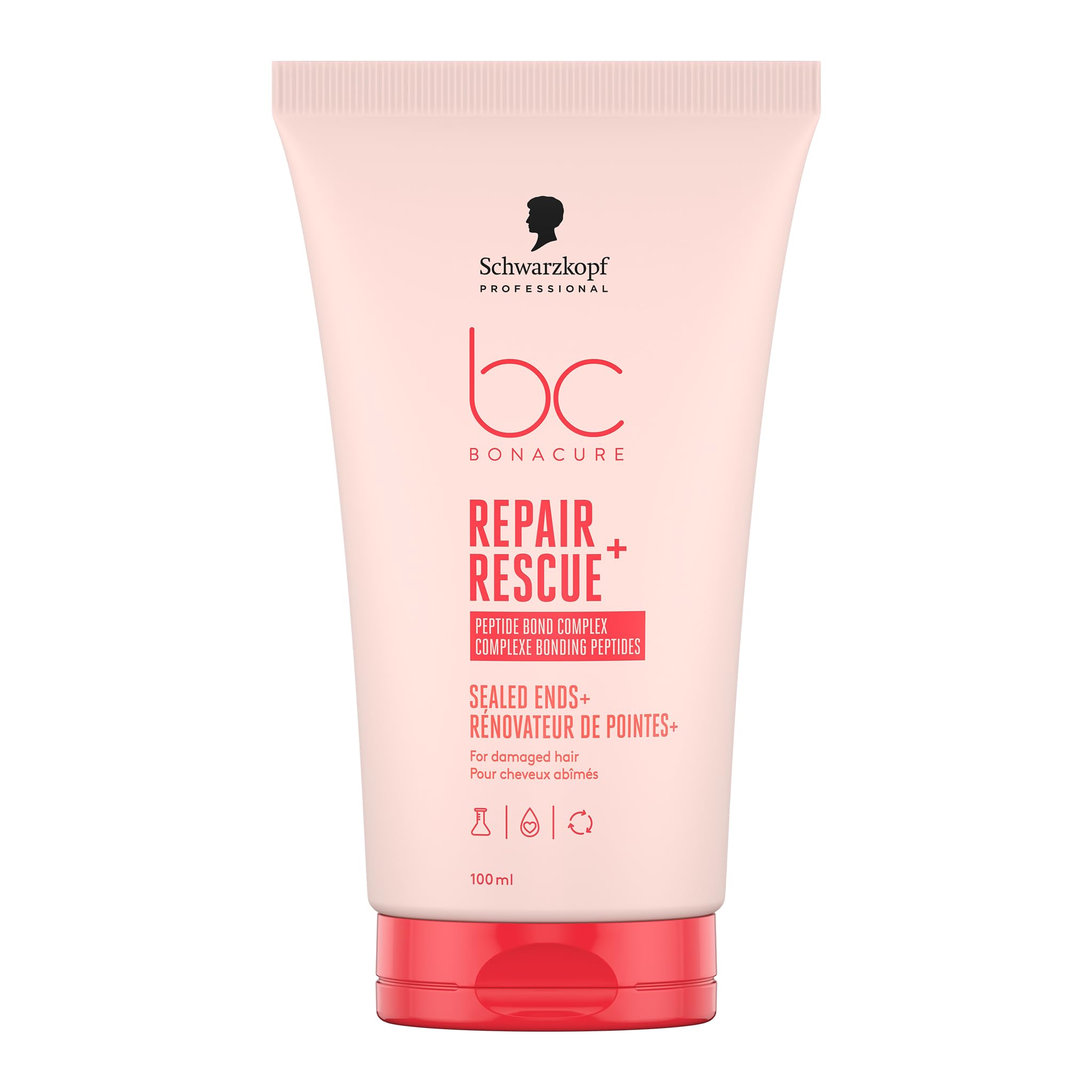 Schwarzkopf Professional Bonacure Repair Rescue Sealed Ends Intensive Cream Serum For Damaged Hair Vegan Care Complex Arginine Less Hair Breakage Stronger Hair Elasticity Improved Combability 100 ml