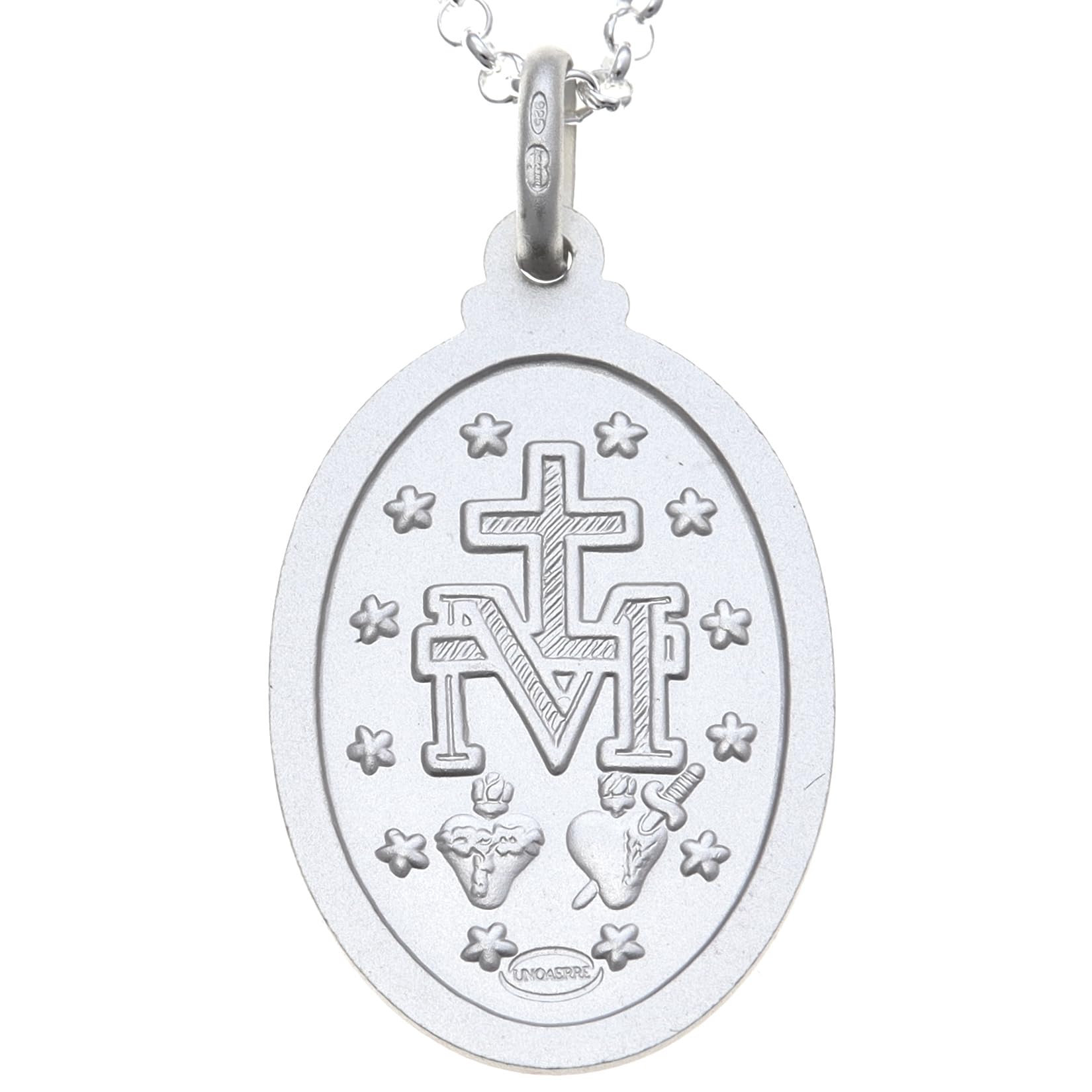 Alexander Castle Groß Solide 925 Sterling Silber Wundertätige Medaille Katholische Halskette - 30mm x 21mm Wundertätige Medaille mit 20" 925 Sterling Silber Kette & Schmuck Geschenk-Box