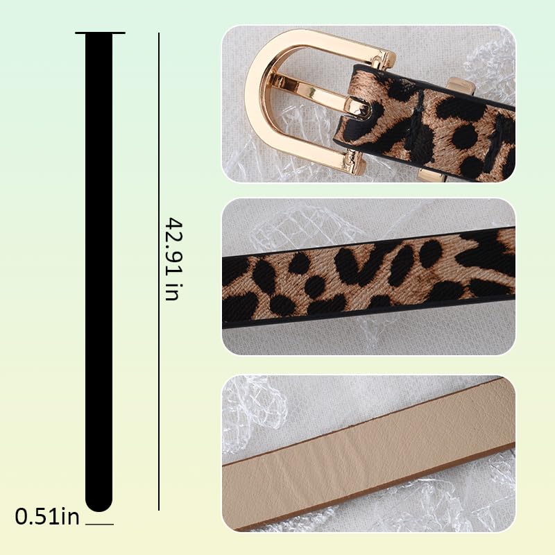 Leopard Print Belt Thin Skinny Western Cowgirl Belt for Dress Jeans Vintage Animal Leopard Belts for Women Girls Y2k Fashion Womens Faux Leather Belts for Pants Skirts Retro Animal Printed Accessories2