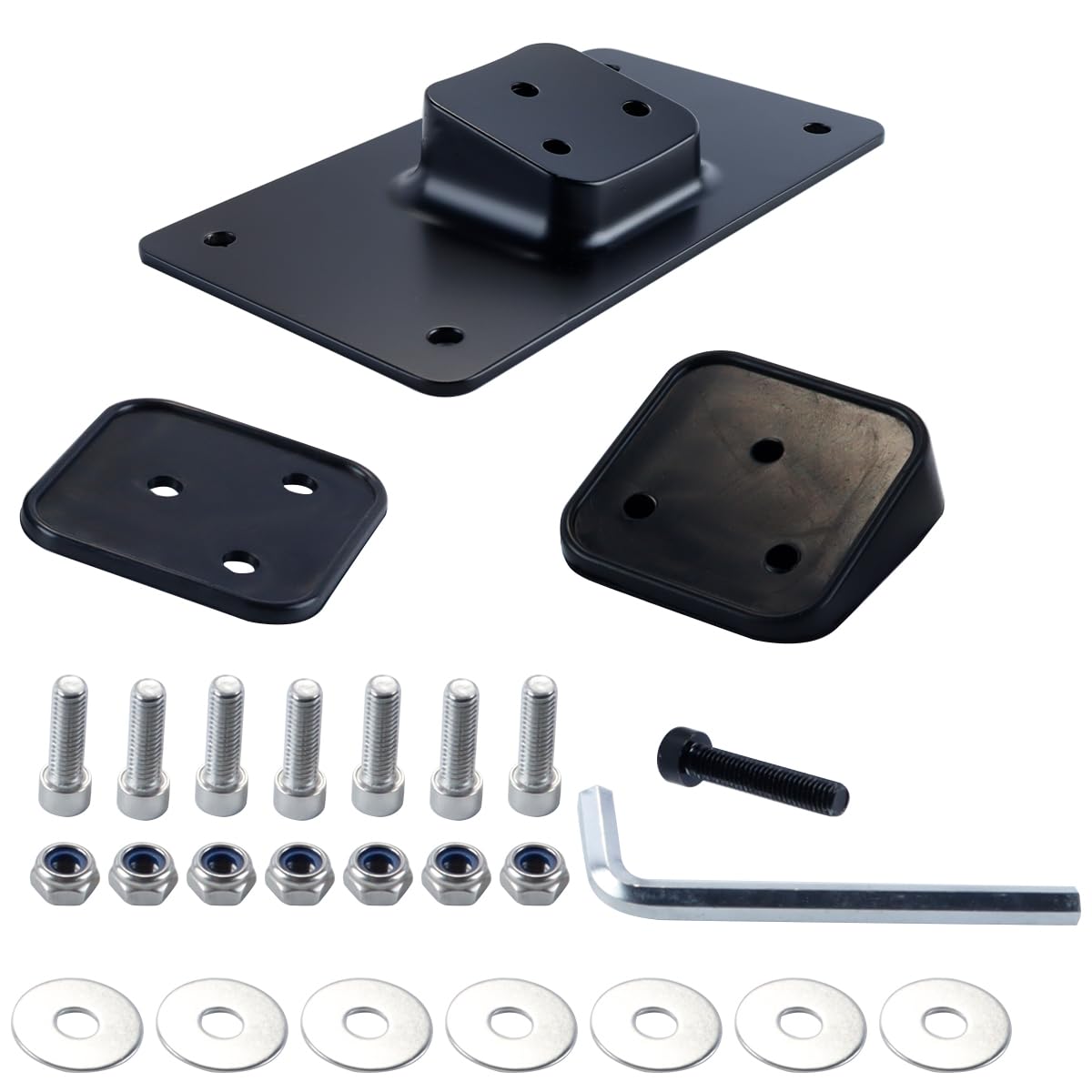 Supporto per Targa Pieghevole per Moto a 3 Fori per Modelli con bullone a 3 Fori 1973 Plus in Acciaio e Gomma Nera