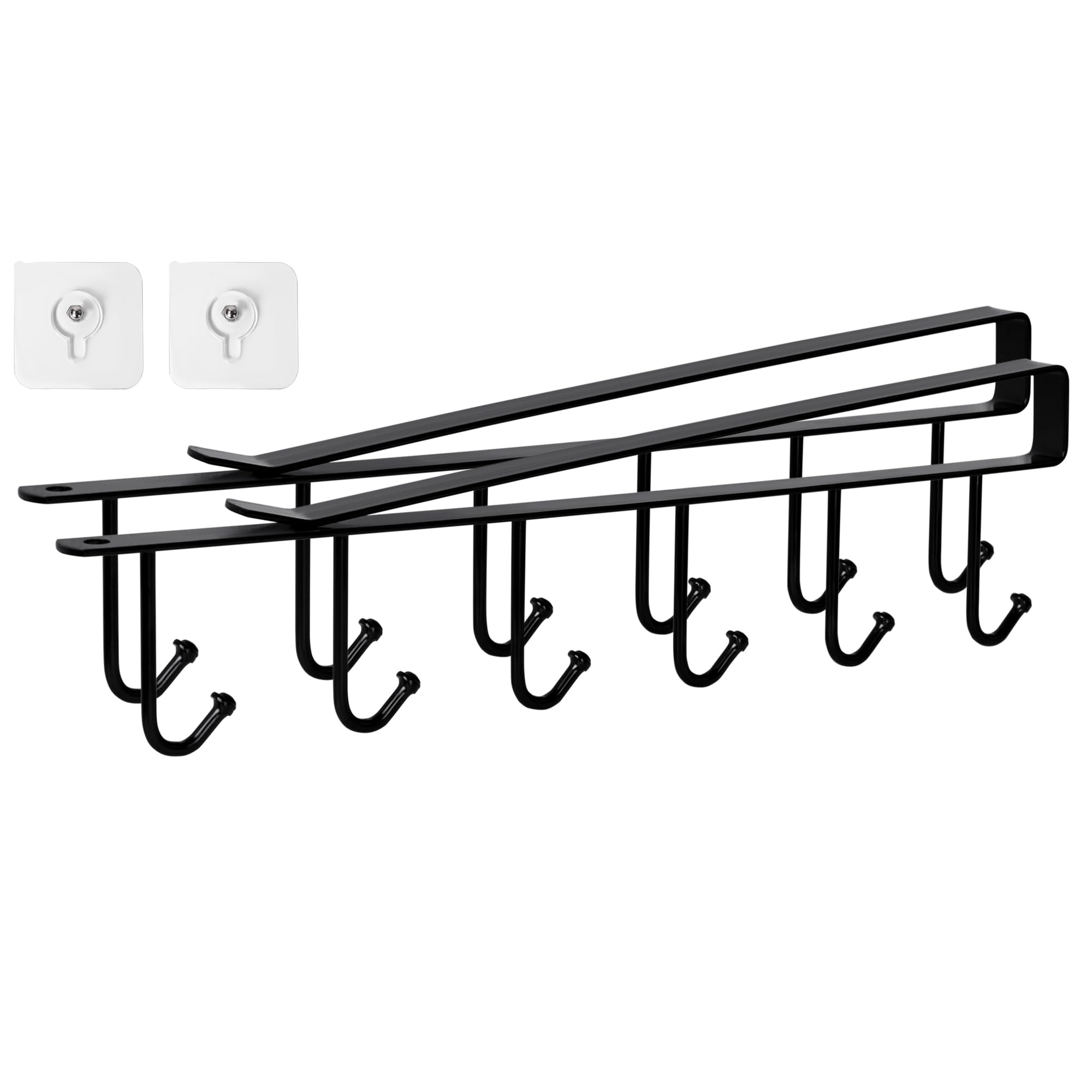 T-LOVENDO.ES Pack de DOS Perchero para tazas, Organizador de utensilios, Percheros para debajo de estante, tablero, con 6 ganchos, Tazas de Café, Te, Estante de Armario, Toallero, Corbatas