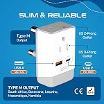 Ceptics South Africa Adaptateur de prise d'alimentation Voyage QC 3.0 & PD, Double sécurité USB & USB-C - 2 USA Socket Compact & Puissant - Utilisation en Afrique du Sud Botswana - Type M AP-10L - Chargement rapide