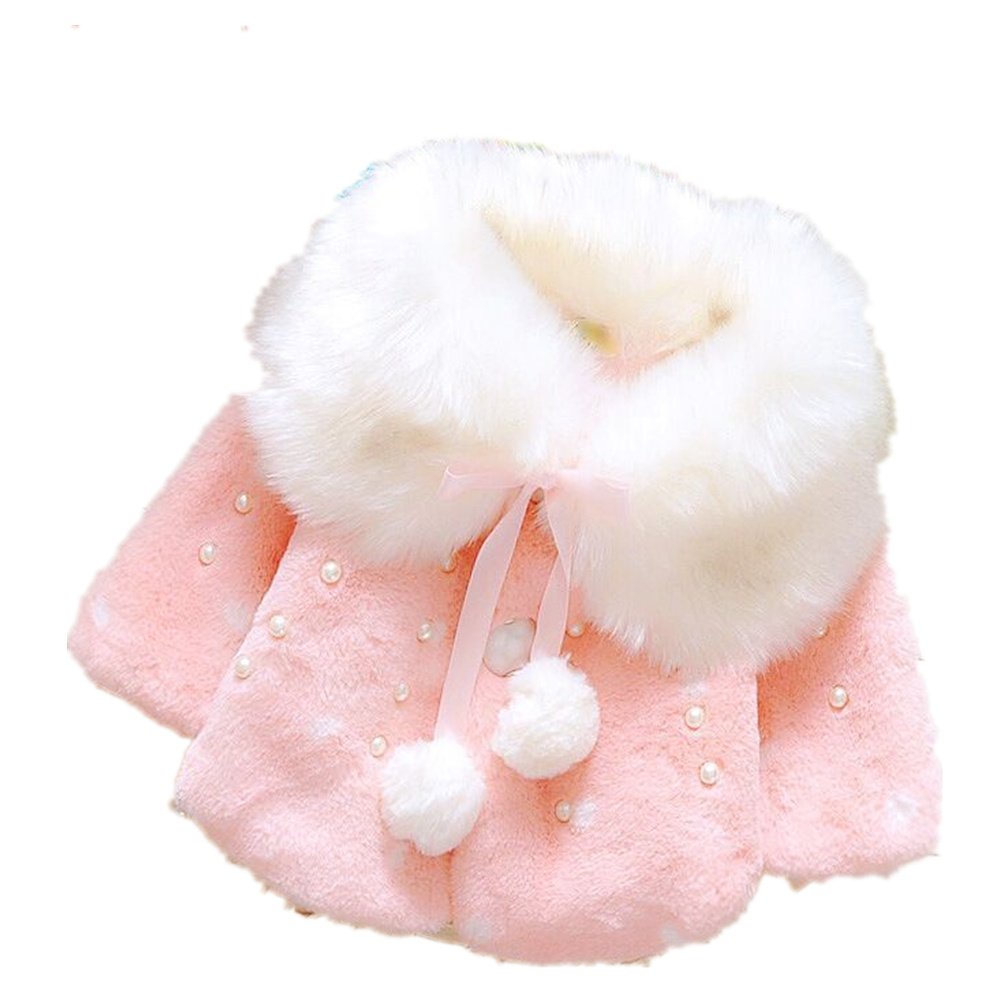Baby Girl Winter Warm Cape Toddler Coat Cloak Jacket Fur Outerwear Clothes 0-3Y (6-9 months, pink)