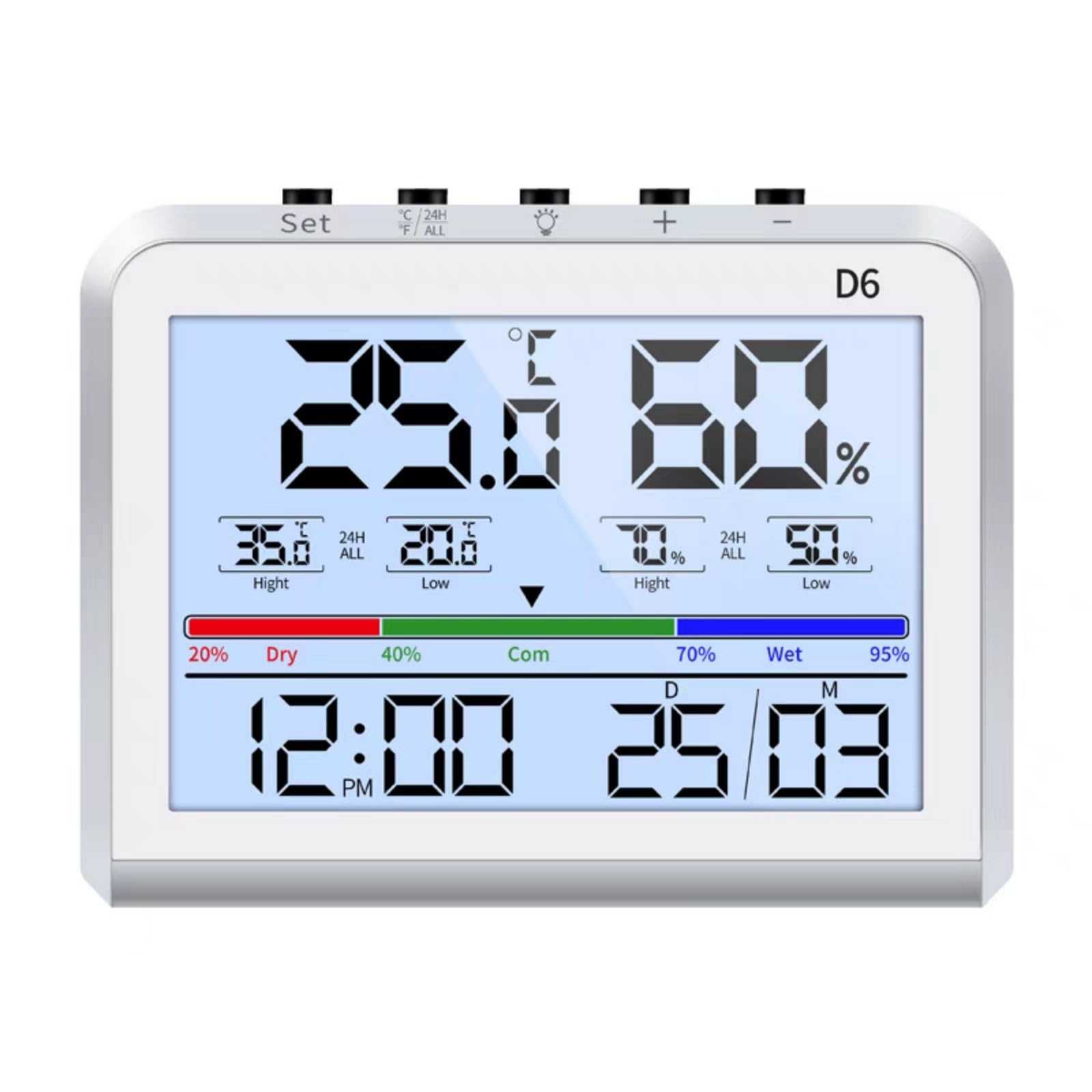 LCD Display Digital Thermometers Hygrometer Temperature Humidity Meter with Backlight and Calendar Function for Home Use Digital Hygrometer Thermometers