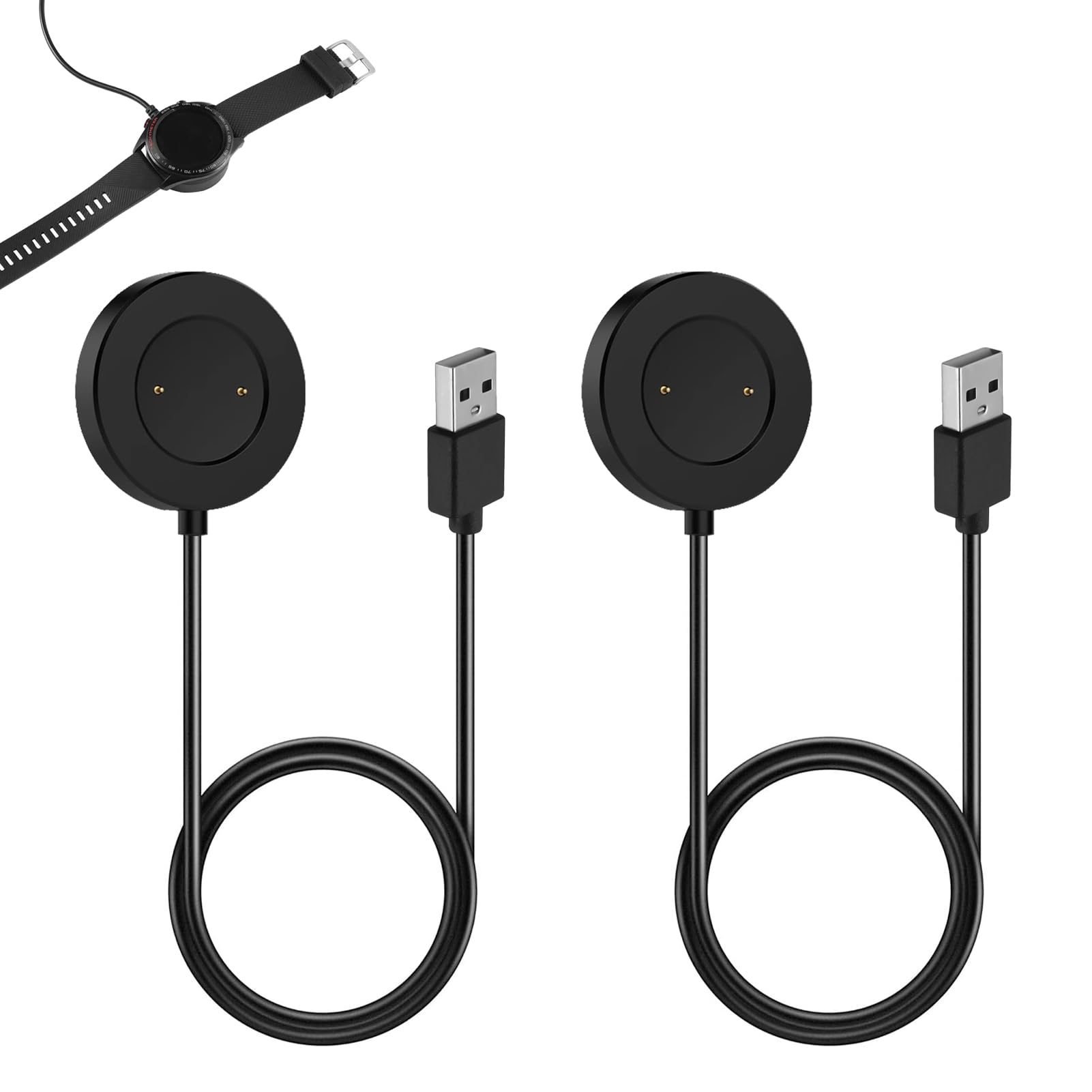 Caricabatterie Magnetico Per OPPO Watch Free E TicWatch GTH - Cavo USB Da 100cm, Nero - Foto 7