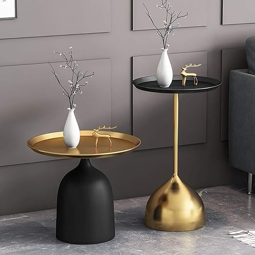 Miniatura 2 de Mesa de Centro - Mesa de centro redonda pequeña con bandeja de 18.9 x 17.3 in para sofá, mesa auxiliar de lujo, mesa de noche, sala de estar,