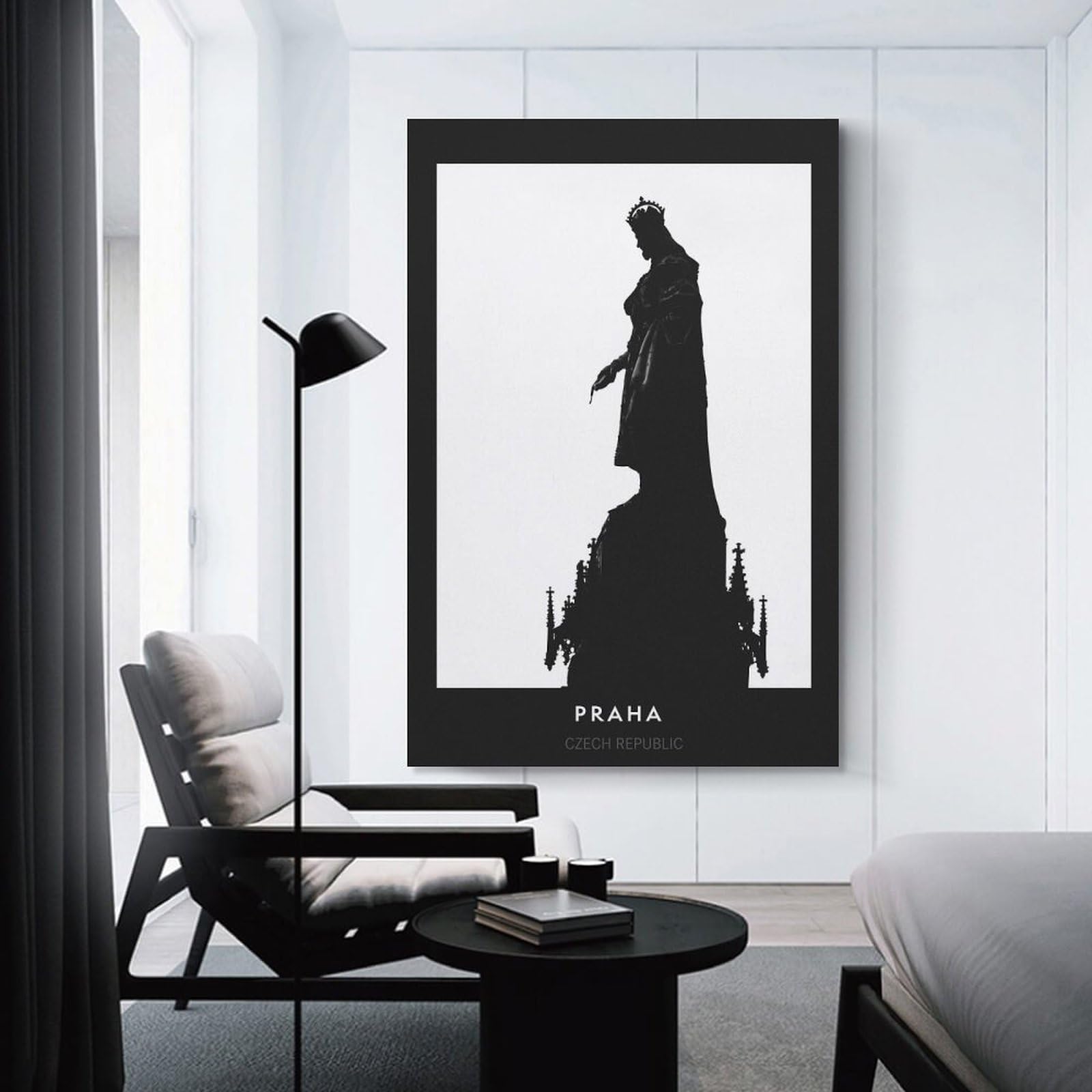 Junmoney Prague Silhouette Room Decor Wall Art, 16x24inch(40x60cm), for Entrance Spaces, Stair Walls Or Halls, A Stylish Accent for Home Entrances