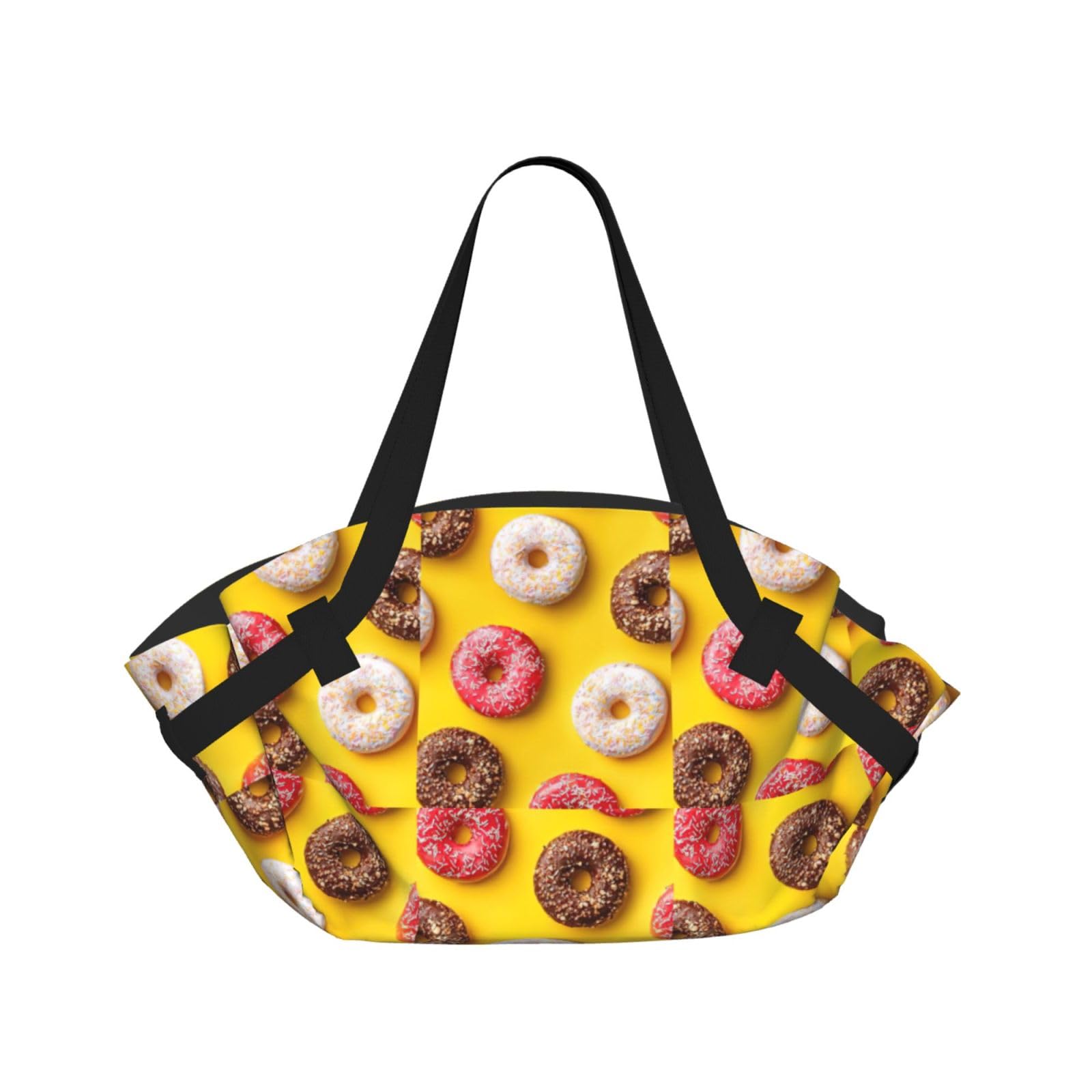 UVBDF Doughnut 2-in-1 Camping Blanket Tote, Waterproof Stylish Printed Outdoor Bag for Beach Park and Picnic