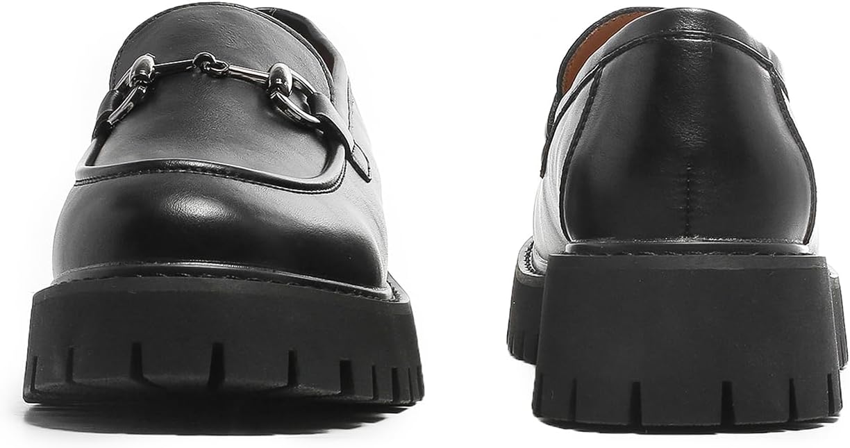 Chunky Loafers Women Platform Loafers for Women Chunky Heel Lug Sole Loafers for Women Slip ons Round Toe - Image 4
